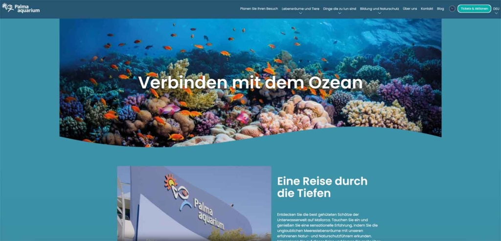 Website Screenshot vom Palma Aquarium